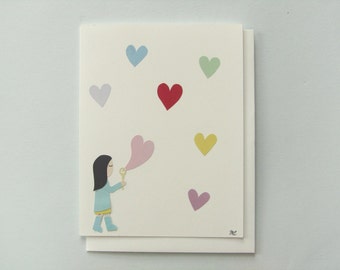 Heart Bubbles - papercut collage card