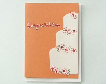 Origami wedding cake - papercut collage card