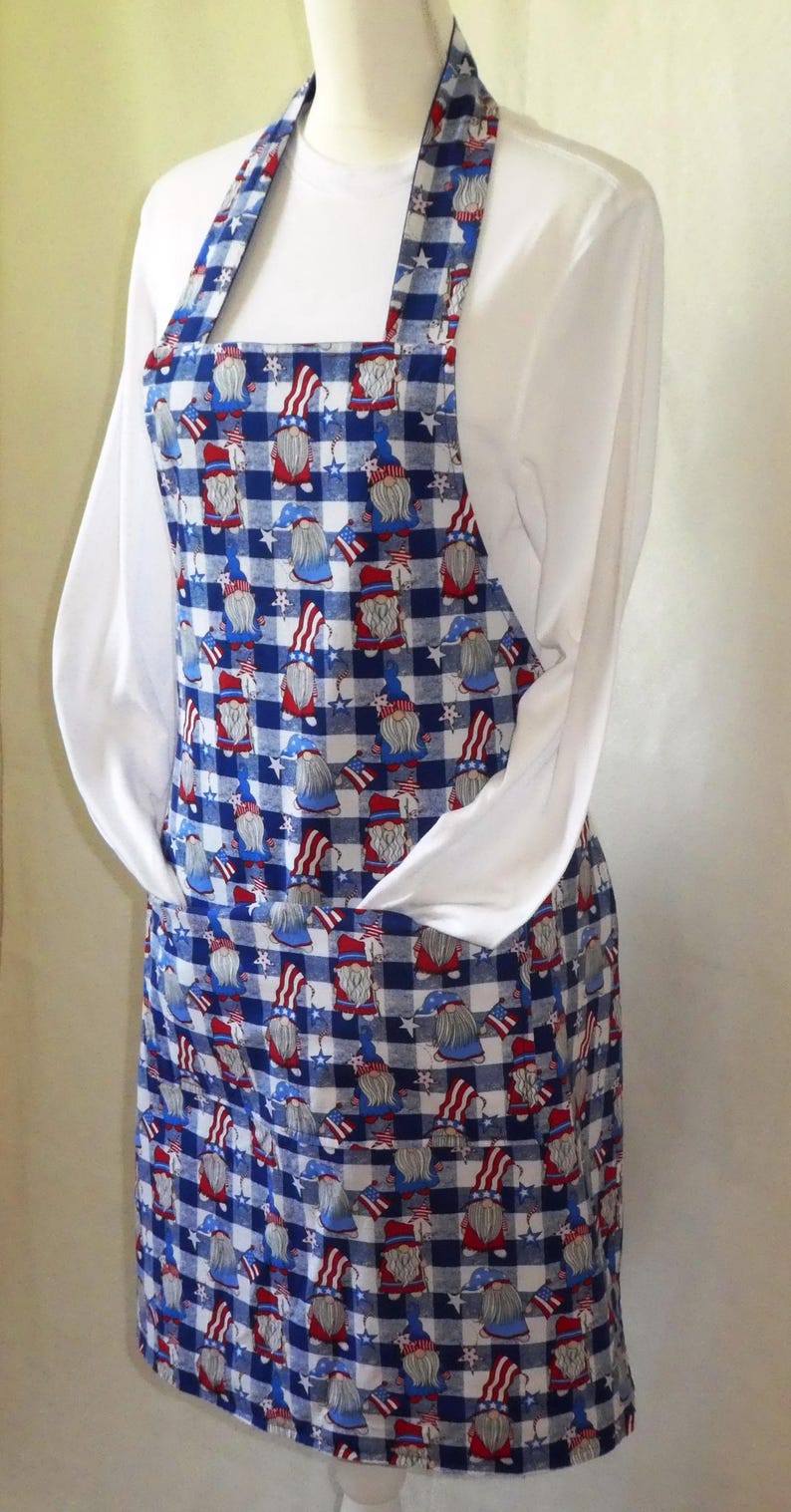 Patriotic Gnome Reversible Apron With Pockets- 100% Cotton - Etsy