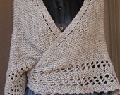 Pattern for Hand knit Topsy Turvey Shawl, knit from the top down, lace edging