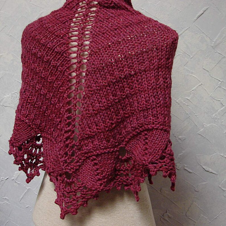 Pattern Hand Knit Shawl With Lace Edging on Shawl Bottom Etsy