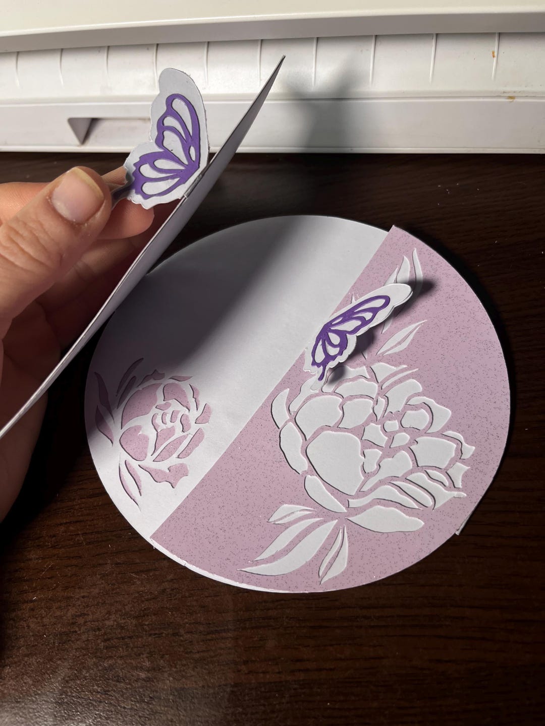 Handmade 3D Butterfly Pop up Card, Round Floral Paper Cut Stationery - Etsy