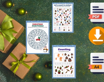 Christmas Activity Pack for Kids  Printable Games, Coloring Pages, Mazes & Puzzles  Preschool Learning PDF