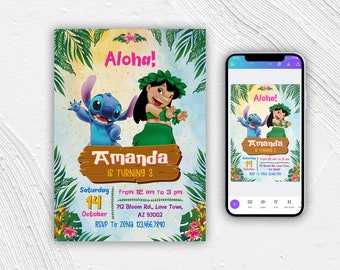 Printable Stitch Birthday Invitation Template (Editable)
