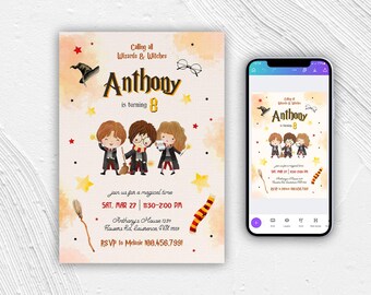 Wizard Birthday Invitation, Magical Party Evite (Printable)