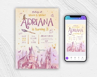Wizard Birthday Evite Template, Magical Party Invite (Digital)