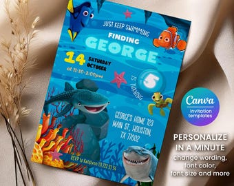 Nemo Birthday Invitation | Ocean Party, Editable Template (Digital Download)