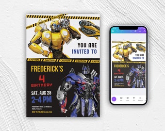 Printable Rescue Bots Birthday Invitation, Optimus Prime invite, Autobots party invitation, Bumblebee invitation, transformers party