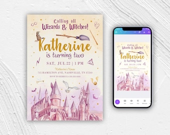 Wizard Birthday Invitation Template, Magical Party Evite (Digital Download)