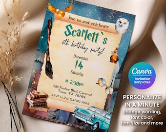 Wizard Birthday Invitation, Magical Party Invite (Printable)