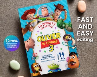 Toy Story Birthday Invitation, 3rd Birthday, Editable Template (Digital Download)
