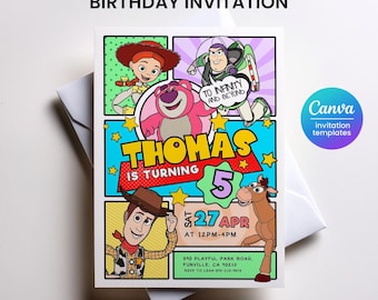 Invitación de cumpleaños de Toy Story, editable (descarga digital)