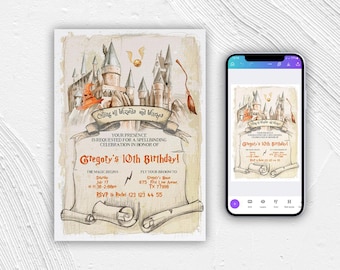 Wizard Birthday Invitation Template, Magical Evite (Printable)