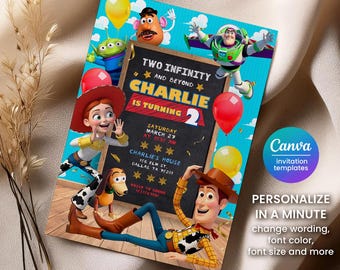Toy Story Birthday Invitation, Two Infinity, Editable Printable