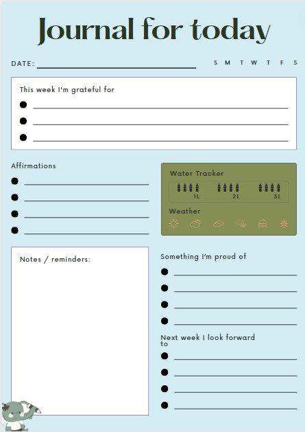 Printable Gratitude Journal Template Daily Weekly Monthly