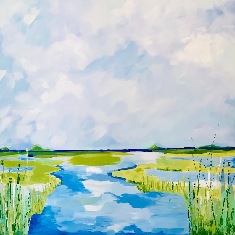 Marsh Painting Fine Art Print Abstract Painting Colorful Etsy