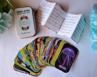 Animal Action Oracle Deck in a Mint Tin Case - 50 Cards with Active Advice from the Animal World