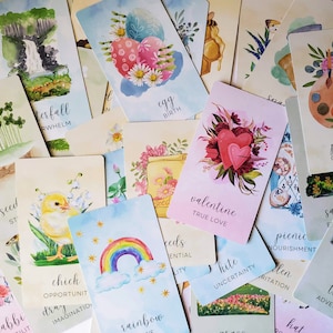 Spring Equinox Oracle Card Deck, Holiday, Valentine's, Easter, Ostara, Rebirth, Renewal, 50 Cards w/ 30 page PDF Guidebook image 2