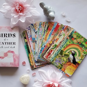 Birds of a Feather Oracle - 40 Whimsical Original Images of Birds for Writers, Teachers, Bird Lovers, Witches, Mystics, and other Creatives!