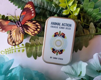 Animal Action Oracle Deck in a Mint Tin Case - 50 Cards with Active Advice from the Animal World