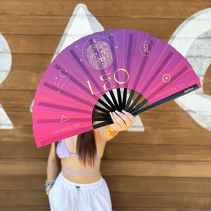 Leo Zodiac Rave Fan: Celestial Festival Hand Fan