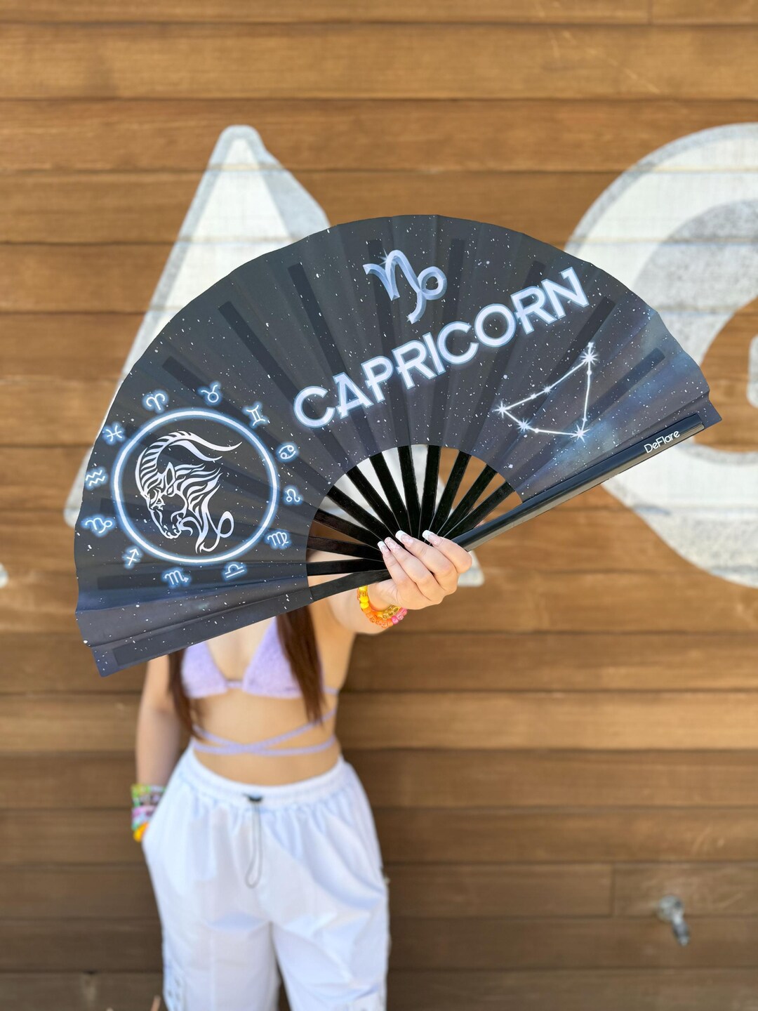 Capricorn Rave Fan Zodiac Sign Hand Fan Astrology Rave Fan Hand Fan ...