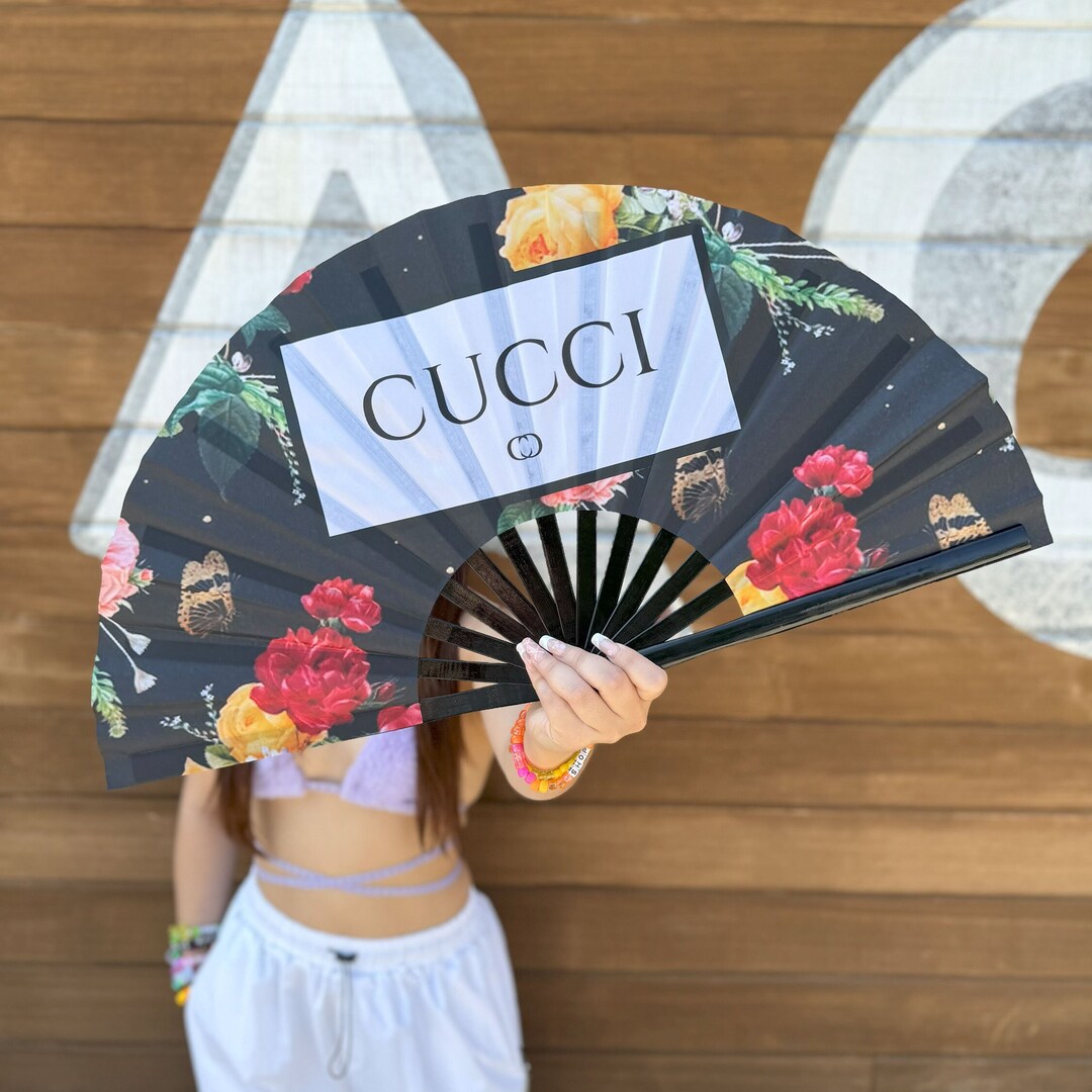 Appa Rave Fan Cucci Inspired Rave Fan | Festival Folding Hand Fan - Etsy
