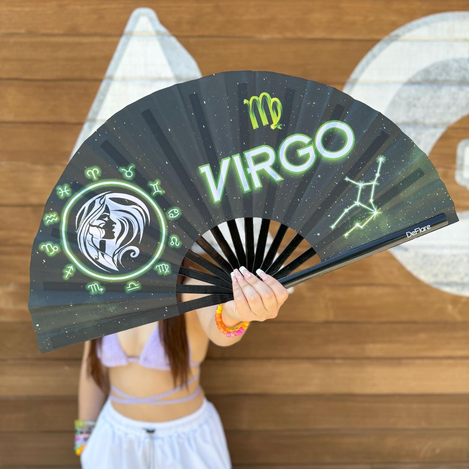 Virgo Rave Fan | Cosmic Zodiac Sign Fan | Astrology Rave Fan | Hand Fan ...