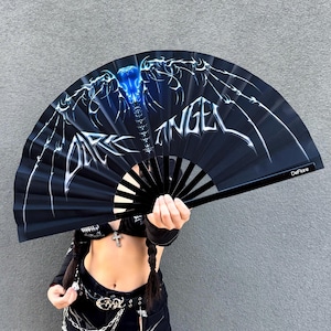 Dark Angel Rave Fan: Edgy Gothic Festival Hand Fan