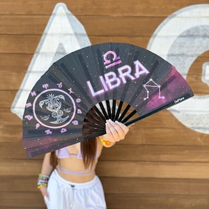 Libra Zodiac Rave Fan: Festival Hand Fan