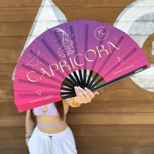 Capricorn Zodiac Rave Fan: Festival Hand Fan