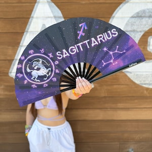 Sagittarius Zodiac Rave Fan: Large Festival Hand Fan
