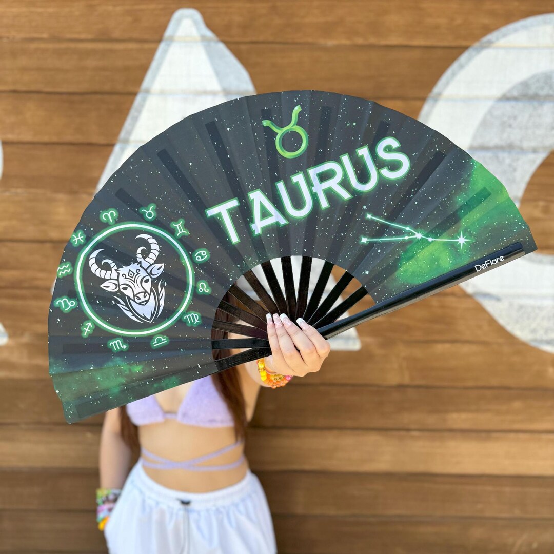 Taurus Zodiac Rave Fan: Cosmic Astrology Festival Hand Fan - Etsy
