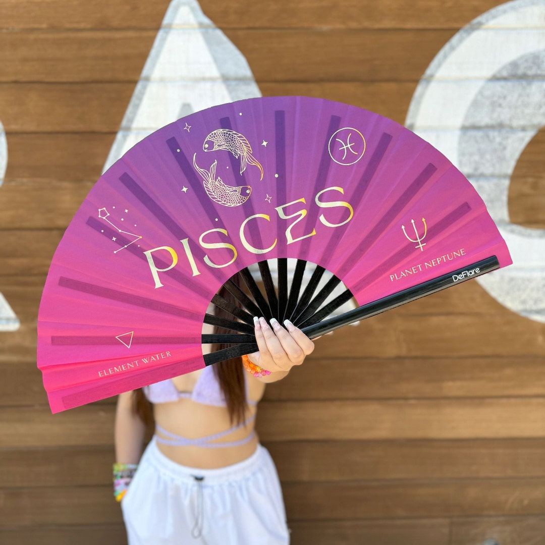 Pisces Rave Fan | Celestial Zodiac Sign Fan | Astrology Rave Fan | Hand ...