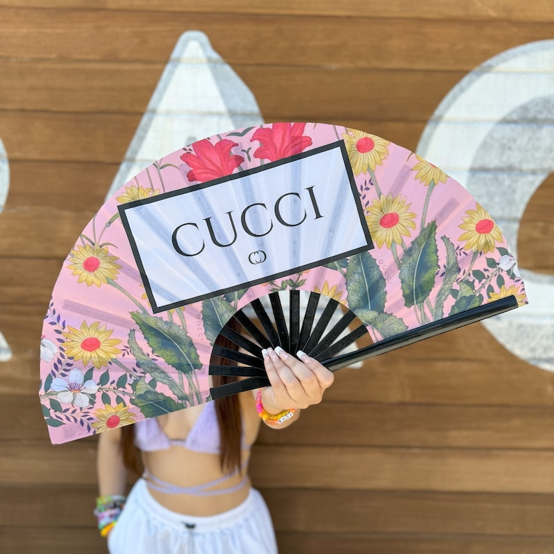 Cucci Rave Fan | Luxury Inspired Bamboo Folding Fan - Etsy