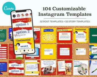 Instagram template for education, canva template teacher, social media template education, instagram template for teacher