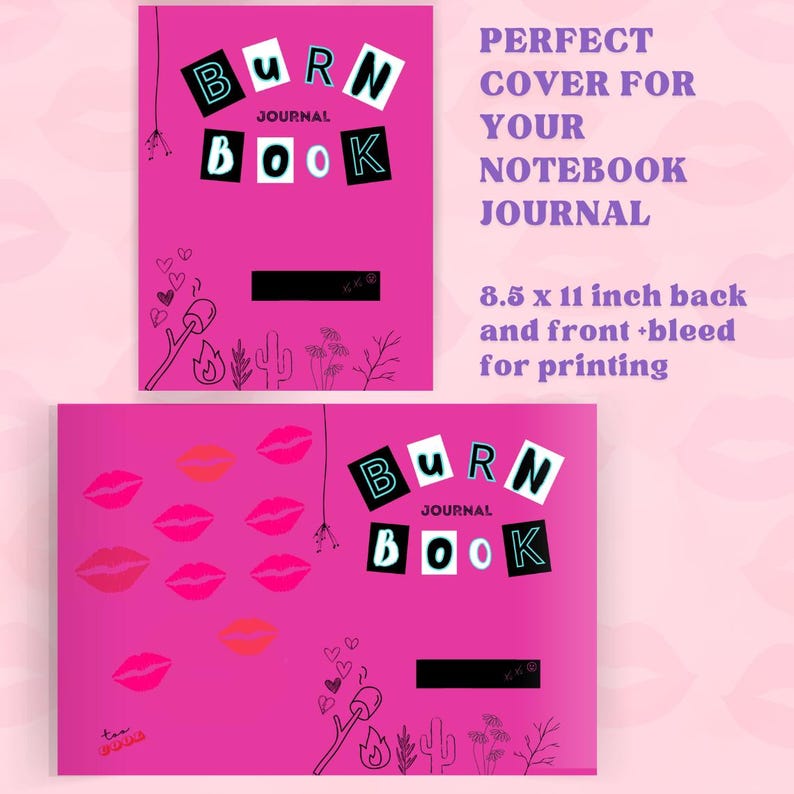 Burn Book Inspired Printable Journal Cover, PDF, PNG, Instant Download ...