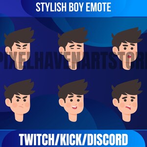 6 Stylish Boy Emotes Bundle Pack - Twitch, Youtube, Discord | Cartoon Characters | Facial Emotes | Mega Emote Bundle.