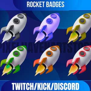 Rocket Sub Badges | Bit Badges | Twitch Badges | Cute Sub Badges | Twitch Badges | Kawaii | Ready To Enhance Your Stream.
