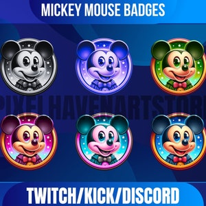 Set Of 6 Cartoon Characters Sub Badges | Twitch, Youtube, Discord | Bit Badges | Twitch Anime Badges | Streaming Badges.