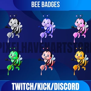 Cute Bee Twitch Sub Badges Pack | Gaming & Streaming | Insect-Themed Badges | Perfect For Streamers.