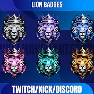 Odznaki Lion Twitch Sub/Bit (Twitch) - Odznaki za transmisje - Grafiki Twitch - Odznaki zwierząt - Gotowe odznaki.