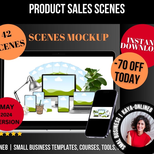 Canva Product Mockup: Enhance Your Sales with Customisable Digital Display Scenes, Sales Product Mockup, Digital Marketing Product Display