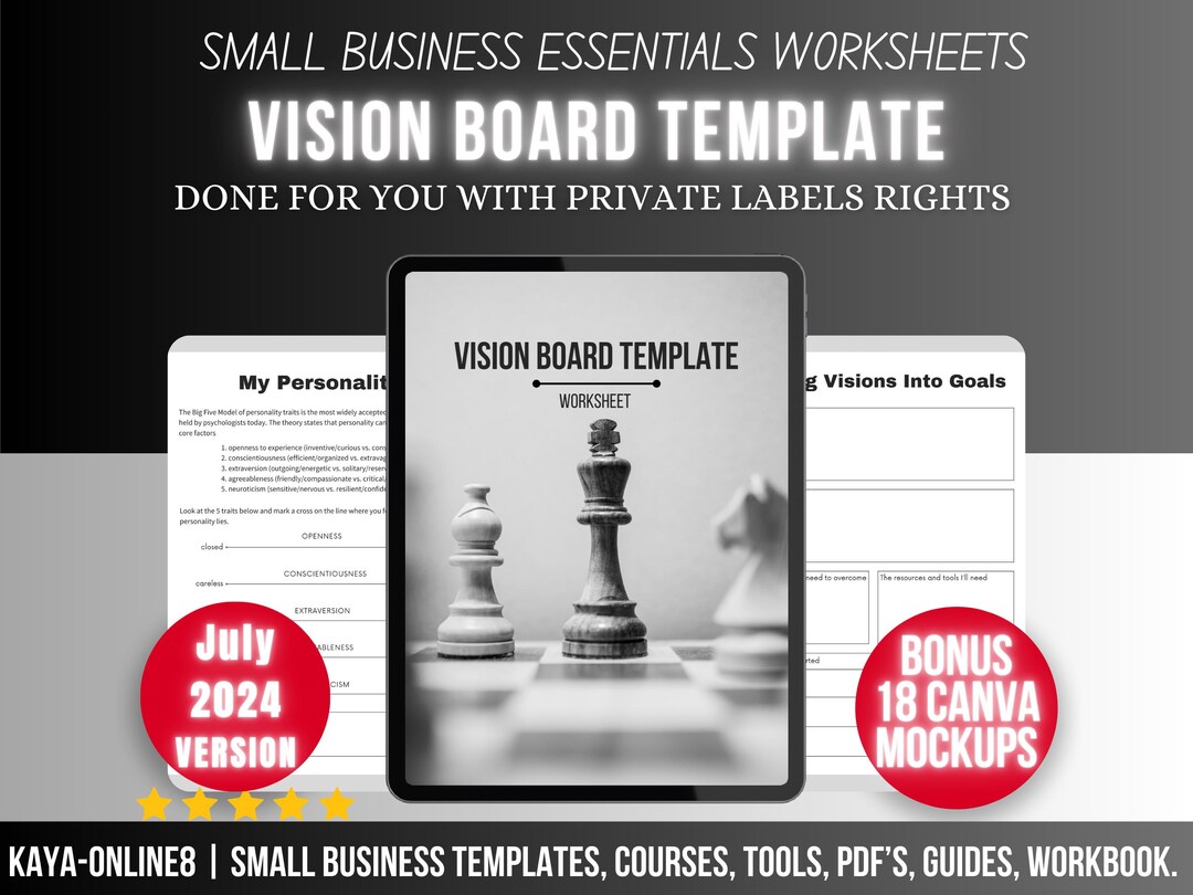 Vision Board Template With Private Label Rights for Small Business ...