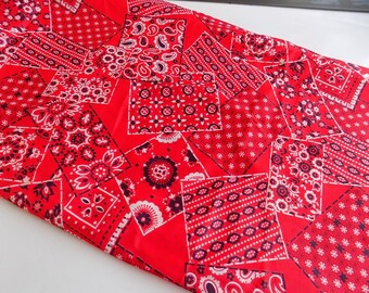 FREE SHIPPING Vintage Red Bandana Style Polyester Fabric