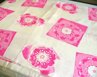 Vintage Cotton Floral Block Print Fabric - 1.9 yards