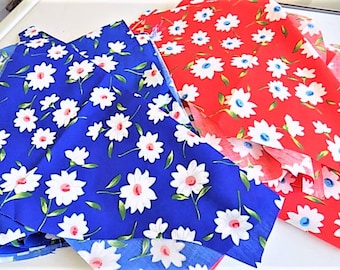 Vintage Cotton Floral Flower Fabric Scrap Lot