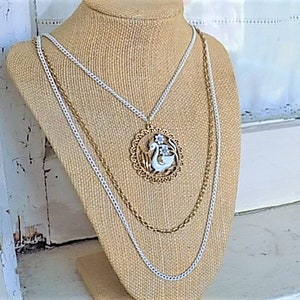 FREE SHIPPING Vintage Swan Multi Chain Necklace