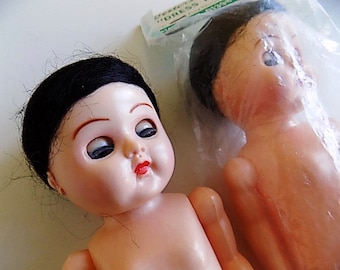 Vintage Dress Me Doll Pair Lot Open and Close Eyes Brunette Kawaii Craft Repurpose