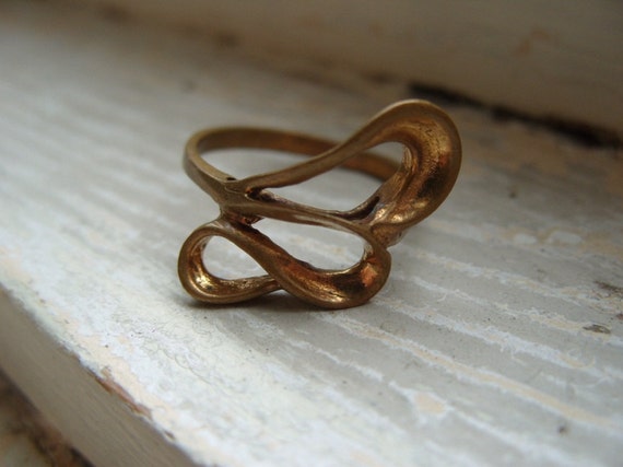 FREE SHIPPING Vintage Industrial Brass Ring Size 7 - image 3